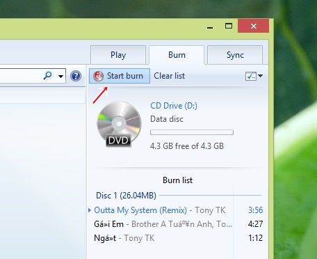 Hướng dẫn ghi CD Audio trong Windows 8